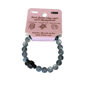 Simply Southern Turtle Tracker Gray Translucent Beaded Bracelet NWT Unisex